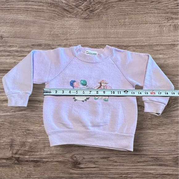Vintage Cheetah by Mervyns Childrens Sweatshirt Lavender Embroidered 5/6 - Picture 5 of 9